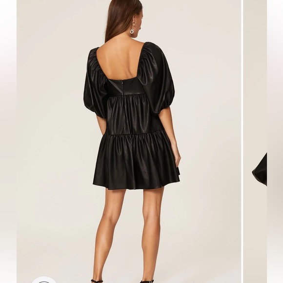Amanda Uprichard Black Mini Dress with Puff Sleeves - Picture 2 of 11